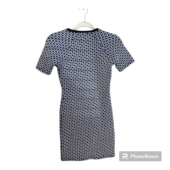 Topshop geometric bodycon mini stretch dress size 2 classy preppy academic 90’s - Picture 5 of 6